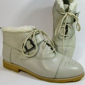ESPRIT Vintage 80s 90s Ivory Ankle Boots Womens 6